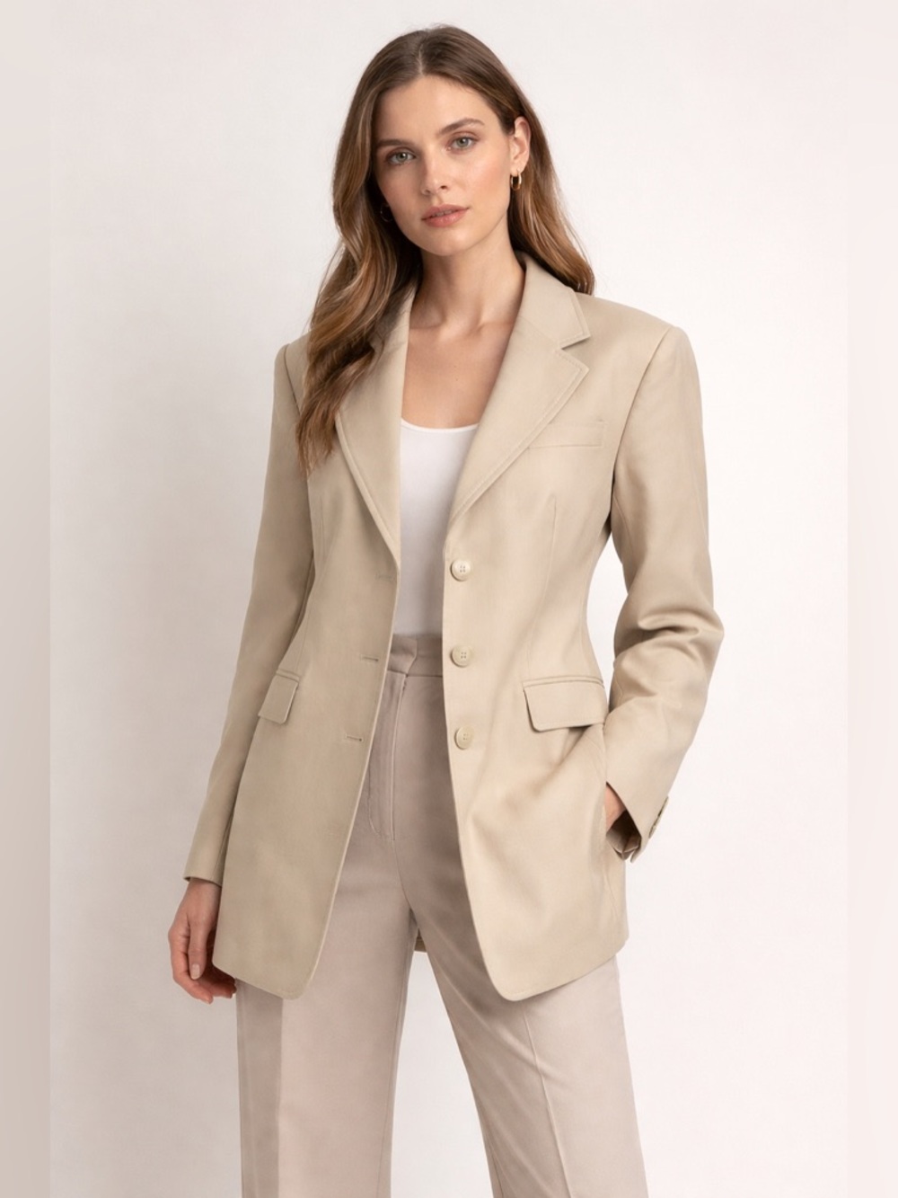 Babaton 1-01 Cream Beige Tailored Blazer Structured Career Chic